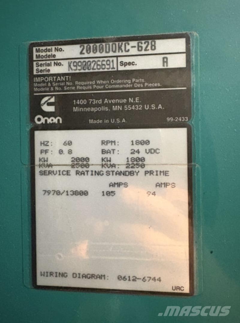 Cummins 2000DQKC-628 Generadores diésel
