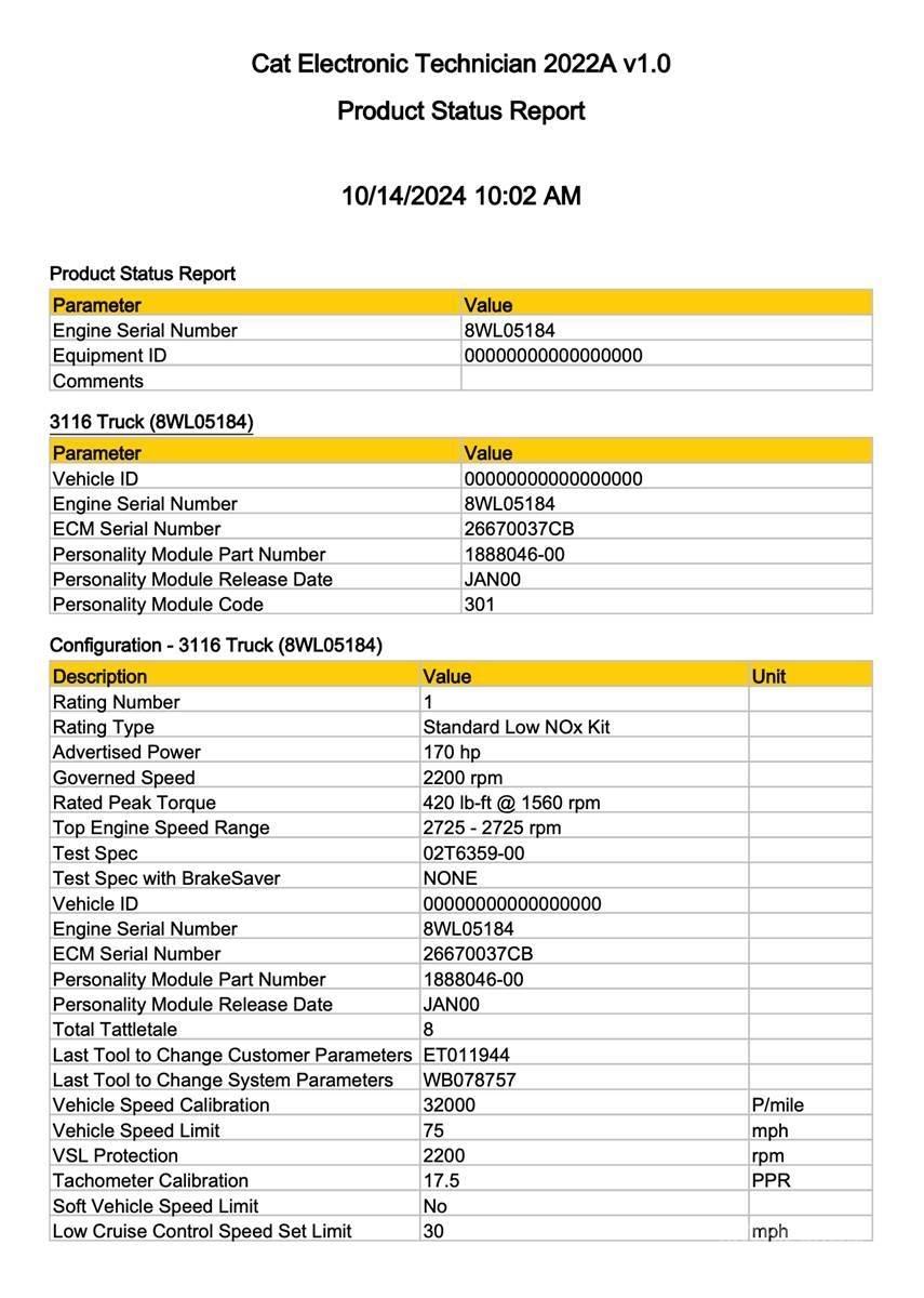 CAT 3116 Componentes electrónicos