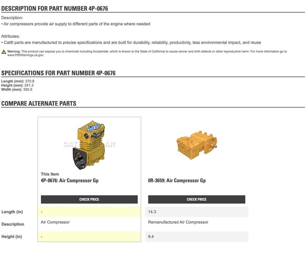 CAT 3406 Otros componentes