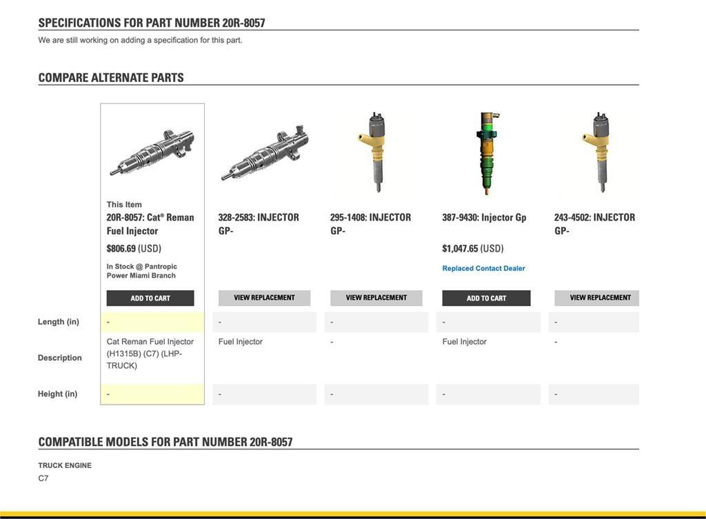 CAT C7 Otros componentes