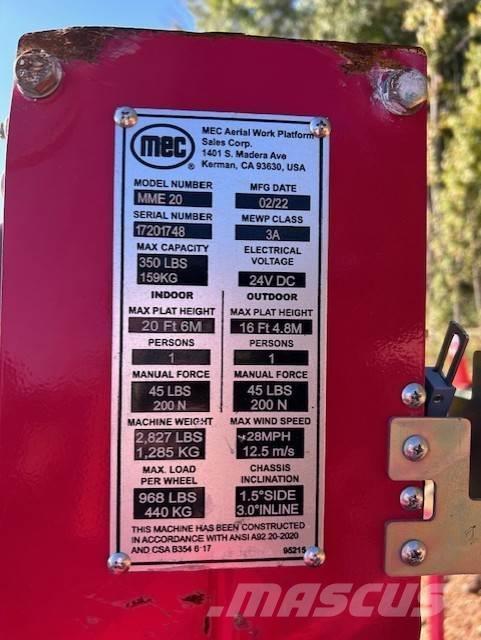 MEC 20 Plataformas de trabajo de mástil