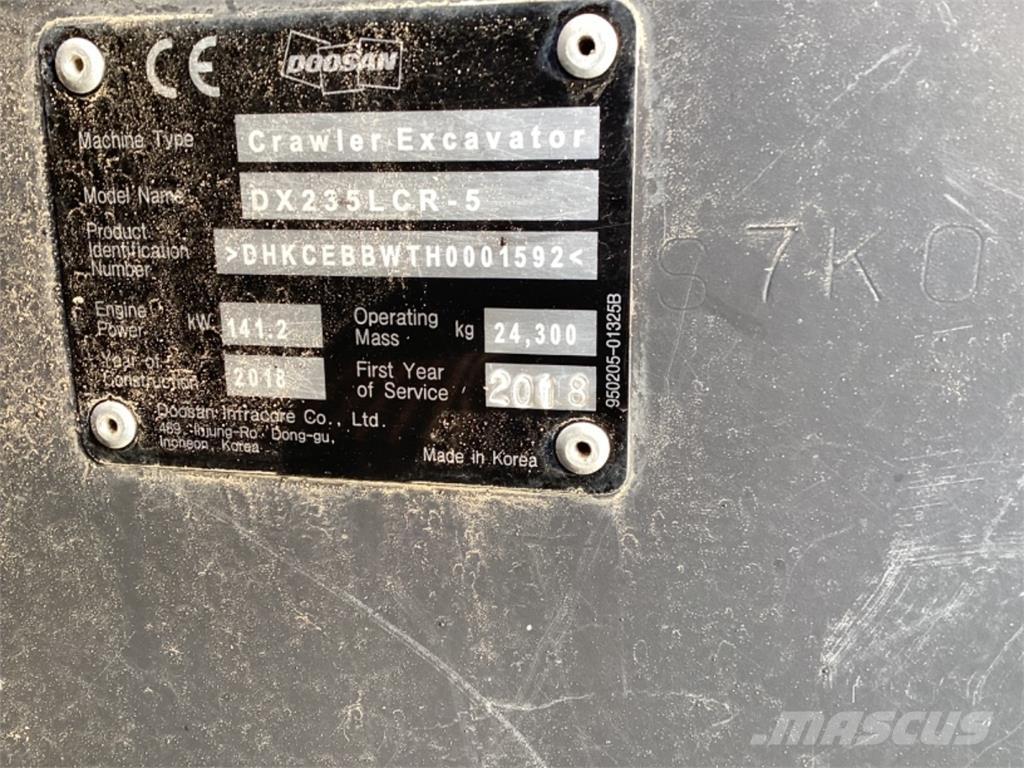 Doosan Dx235 LR 5 Excavadoras sobre orugas