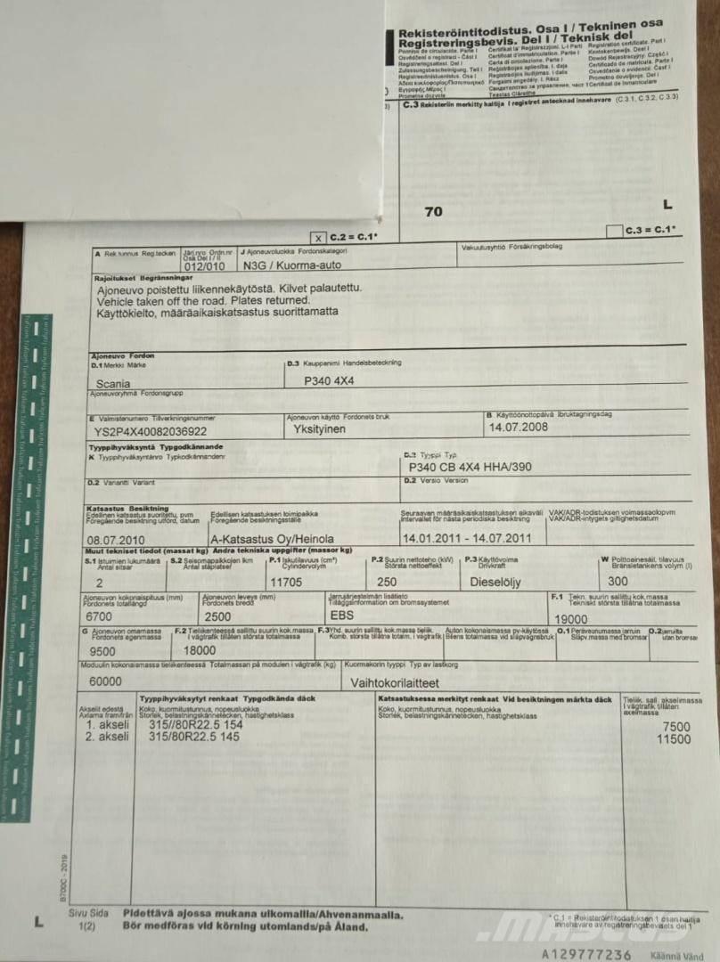 Scania P340 4x4 Camiones elevadores de gancho