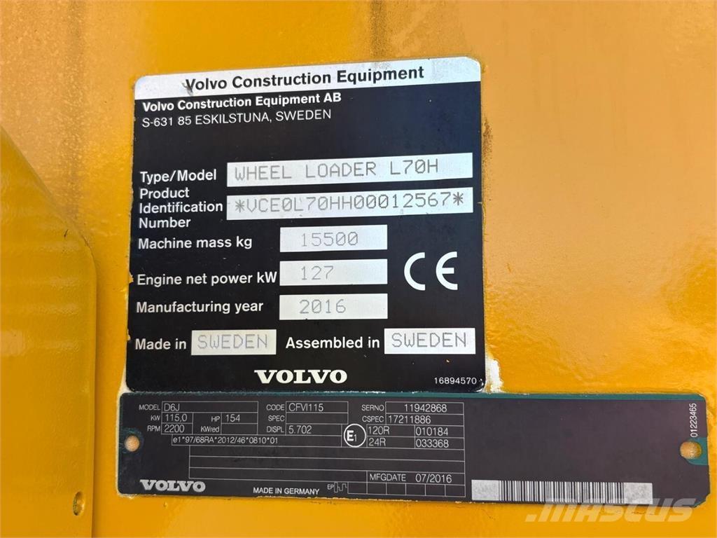 Volvo L 70 H Cargadoras sobre ruedas