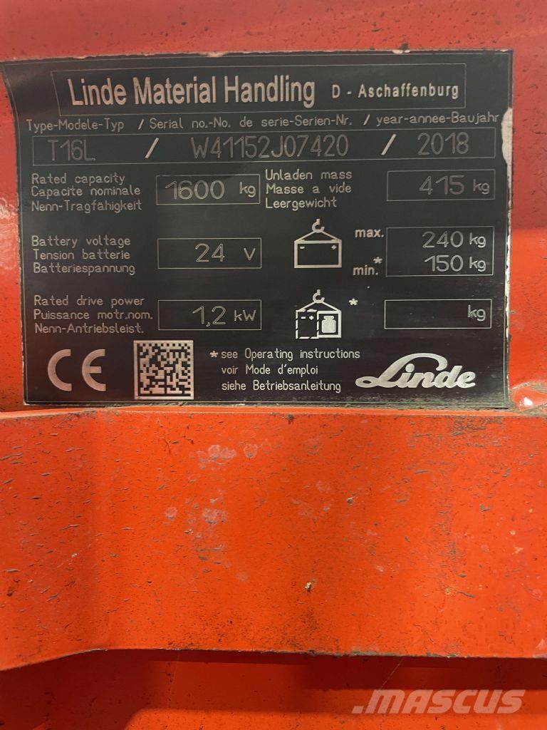 Linde T16L-1152 Montacargas de baja elevación