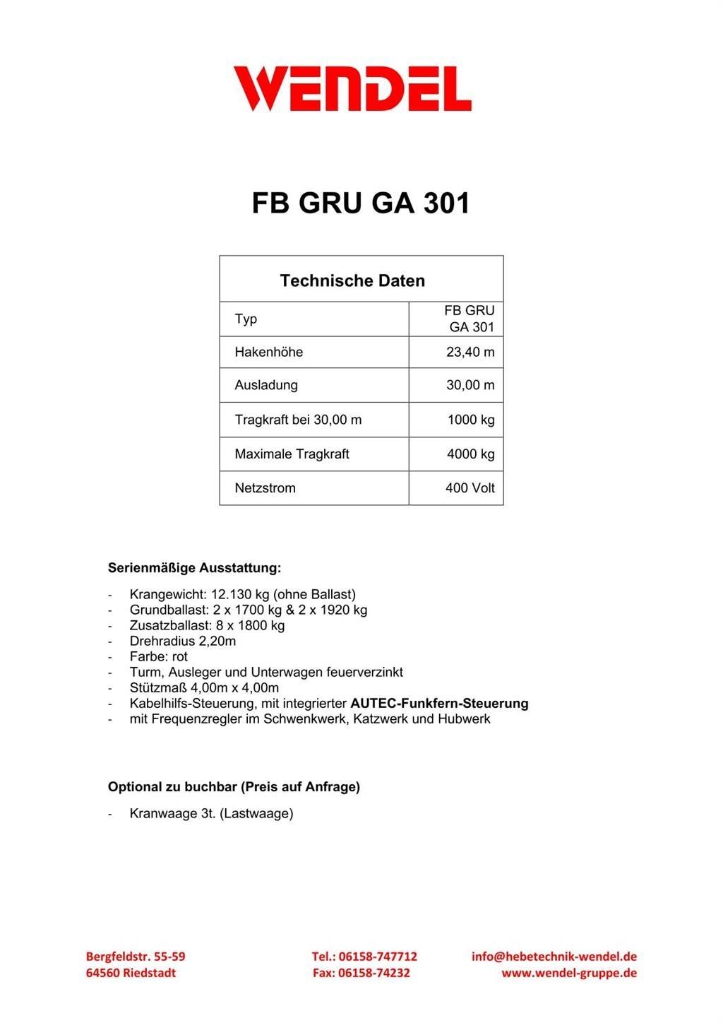FB GRU GA 301 Grúas torre