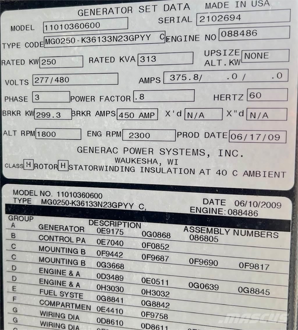 Generac MG250 Generadores de gas