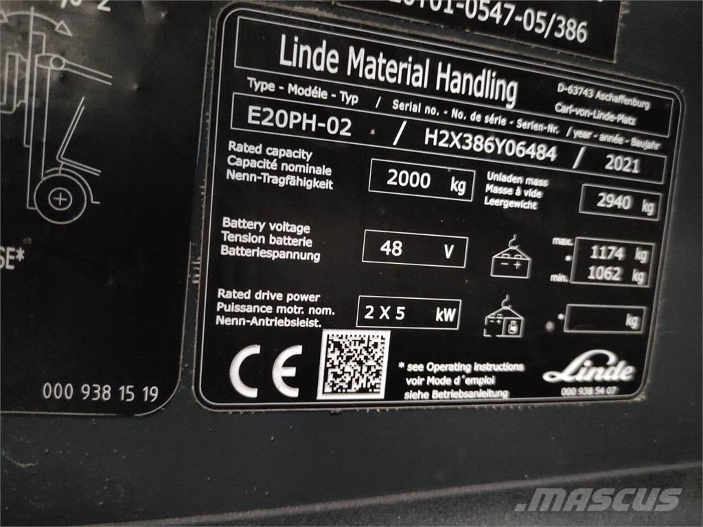 Linde E20PH-02-386-EVO Carretillas de horquilla eléctrica