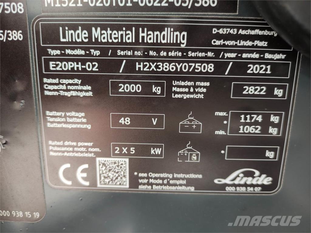 Linde E20PH-02-386-EVO Carretillas de horquilla eléctrica