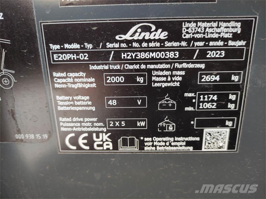 Linde E20PH-02-EVO-386 Carretillas de horquilla eléctrica