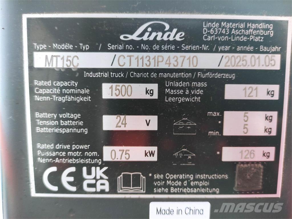 Linde MT15C Montacargas de baja elevación