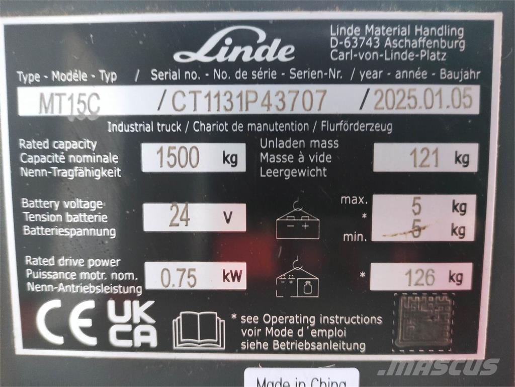 Linde MT15C Montacargas de baja elevación