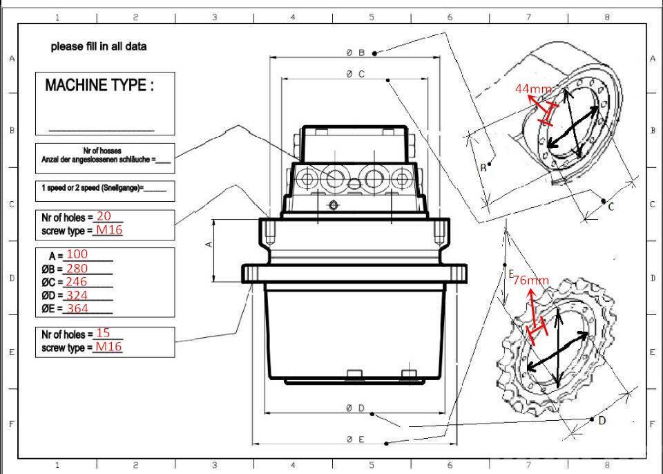 Kobelco 2441U994F2 YX15V00003F4 travel device SK100 SK135 Transmisiones