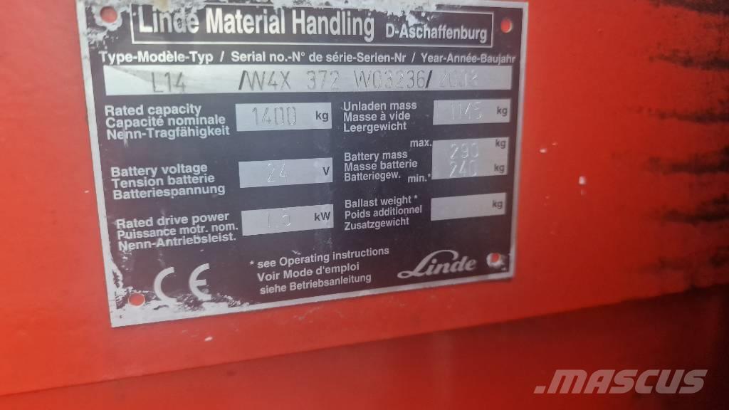 Linde L14APi-372 Montacargas con plataformas de baja elevación