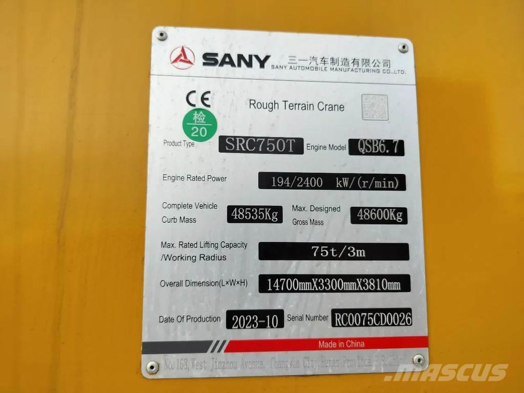 Sany SRC750T Grúas autopropulsadas