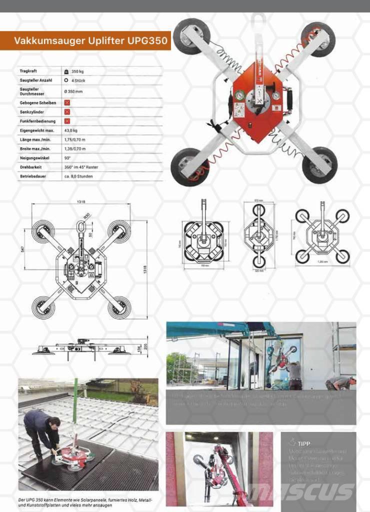  Uplifter Vakkumsauger UPG350 Piezas y equipos para grúas