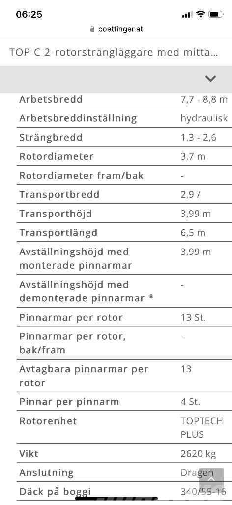 Pöttinger 882c Strängläggare Segadoras hileradoras