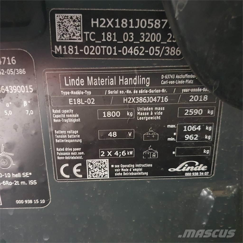 Linde E18L Carretillas de horquilla eléctrica