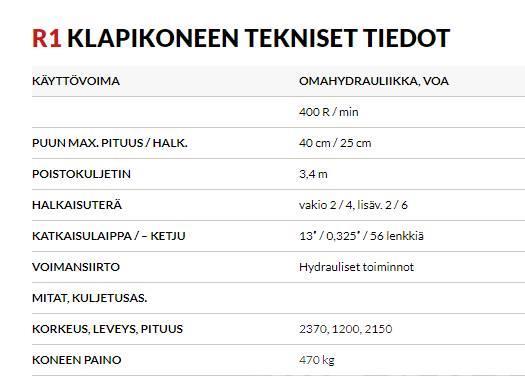  regon R1 - klapikone Partidoras, cortadoras y trituradoras de madera