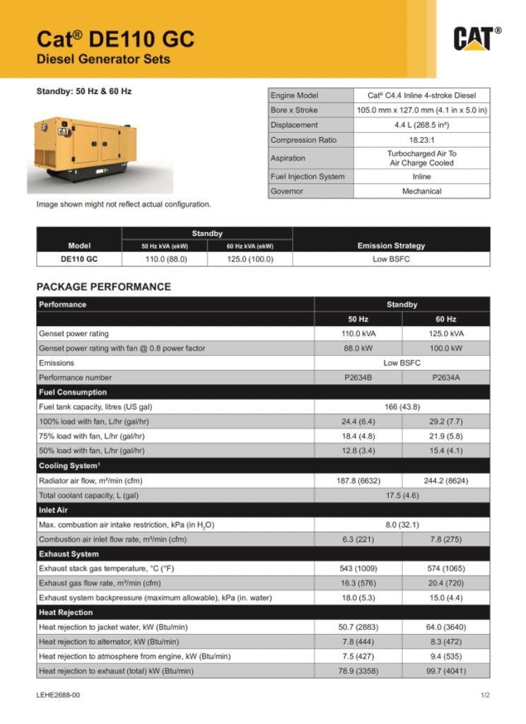 CAT DE110 GC Generadores diésel