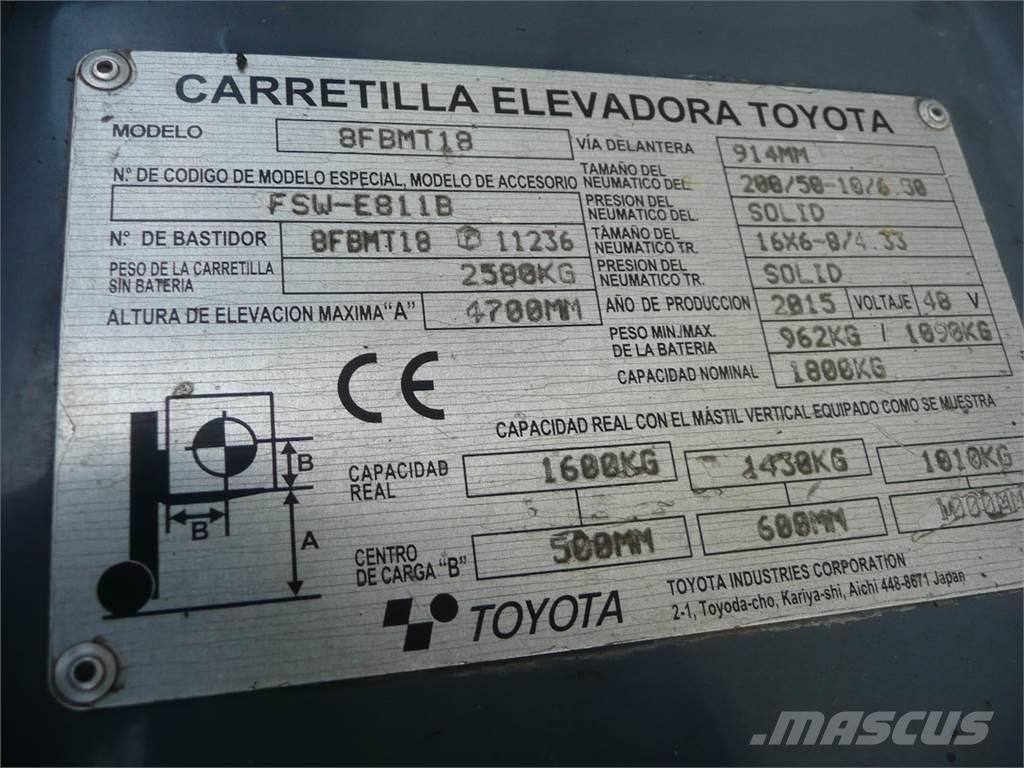 Toyota 8FBMT18 Carretillas de horquilla eléctrica