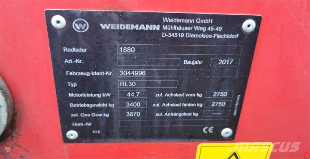 Weidemann 1880 Cargadoras y excavadoras frontales