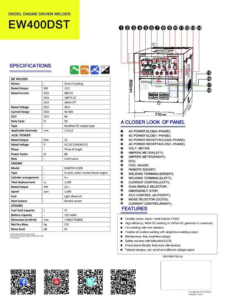 Kubota MOTOSOLDADORAS EW400DST Soldadoras