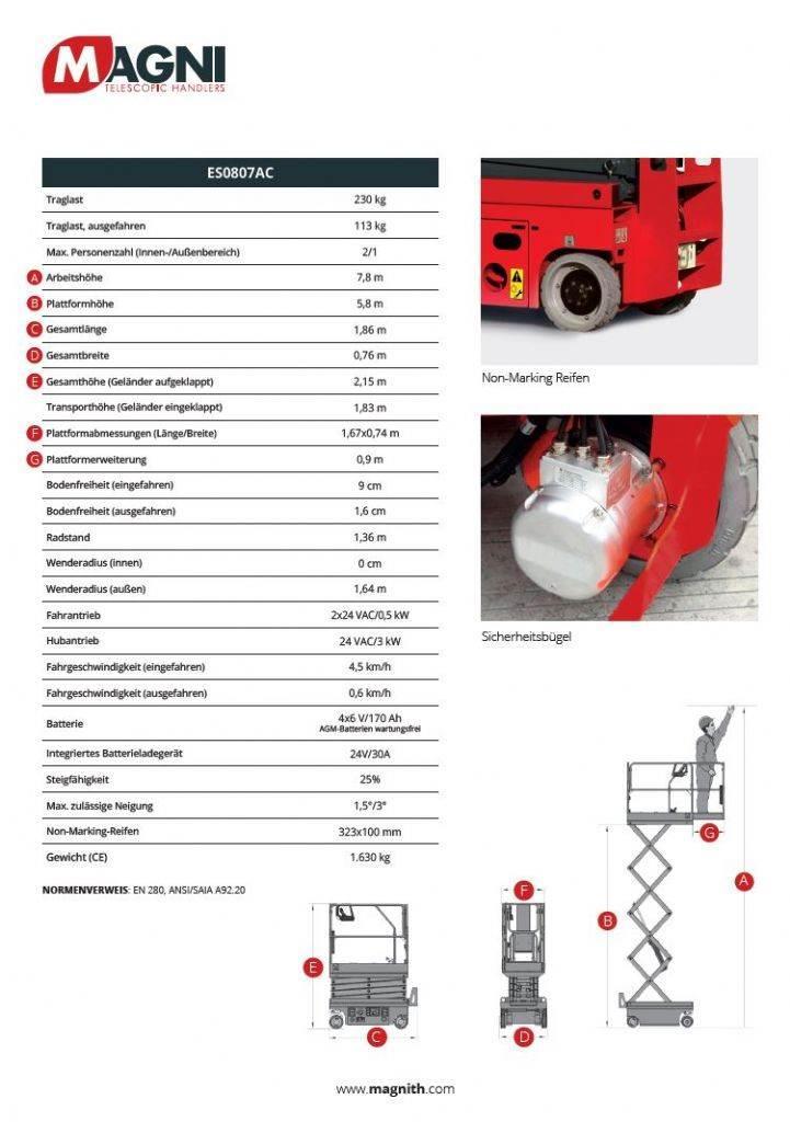 Magni ES0807AC Plataformas con brazo de elevación manual