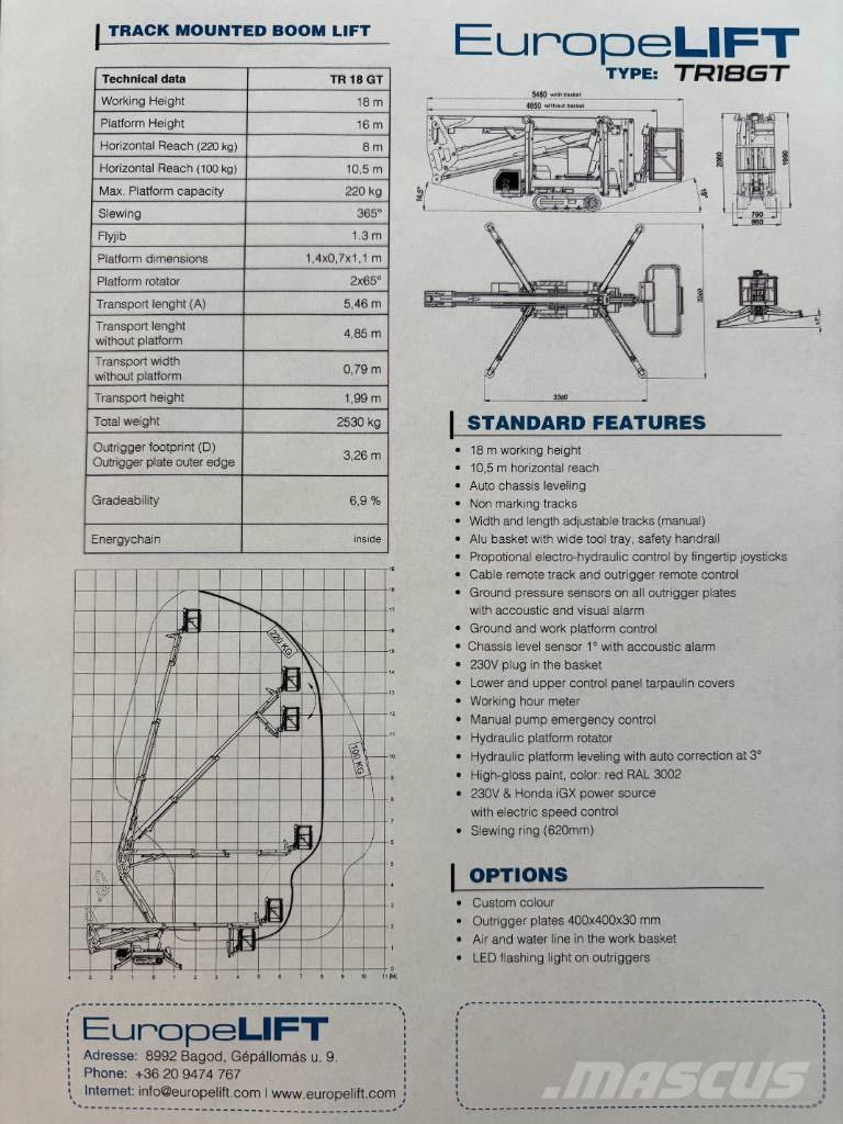 Europelift TR18GT Plataformas con brazo de elevación manual