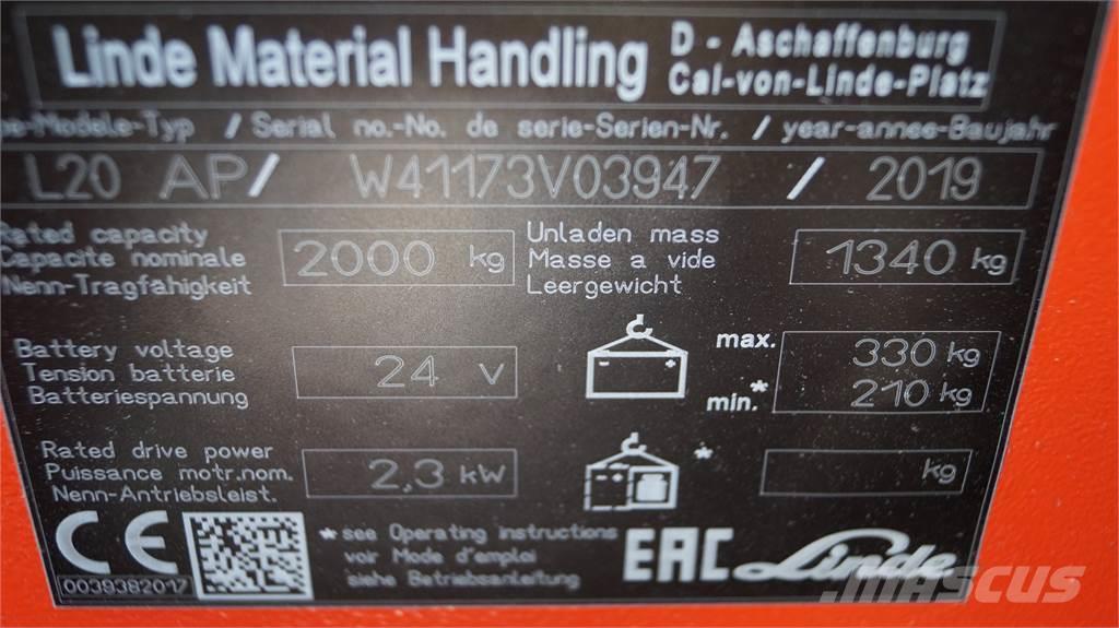 Linde L20APi Montacargas manual