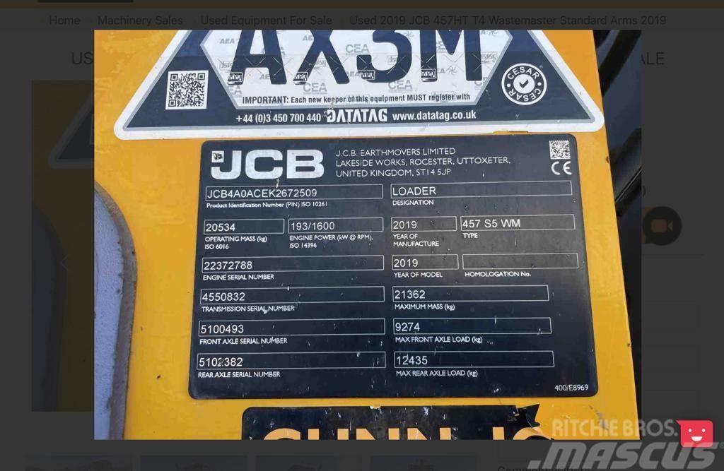 JCB 457 Cargadoras sobre ruedas