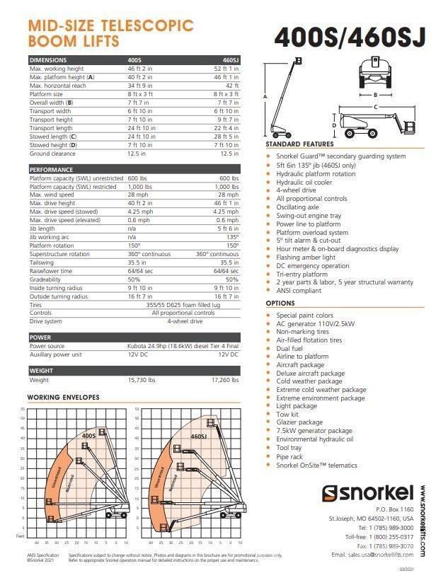 Snorkel 400S Plataformas con brazo de elevación telescópico