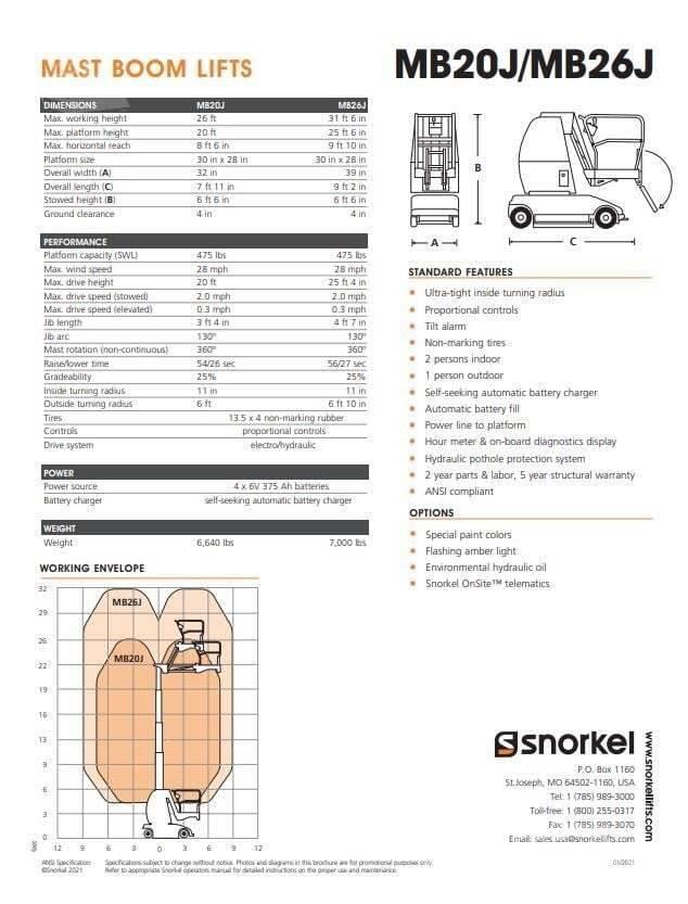 Snorkel MB26J Plataformas con jaula de elevación