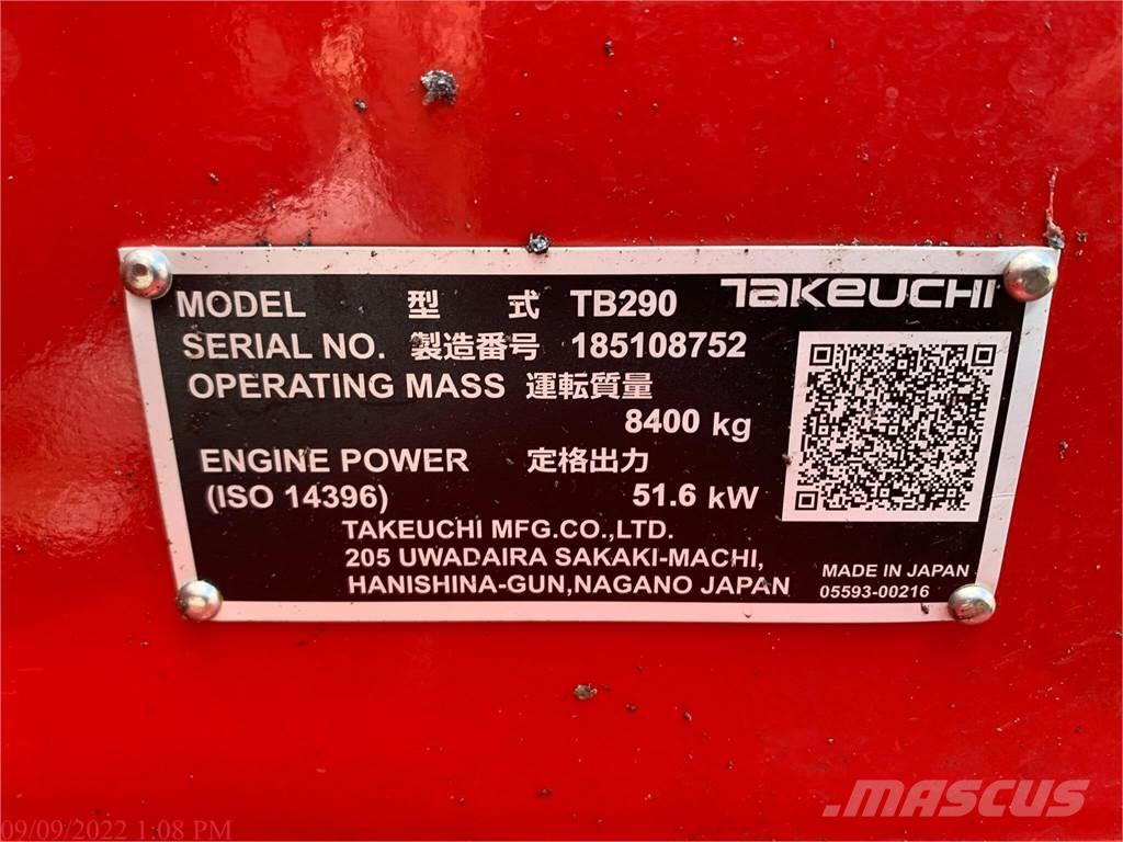 Takeuchi TB290 Excavadoras sobre orugas