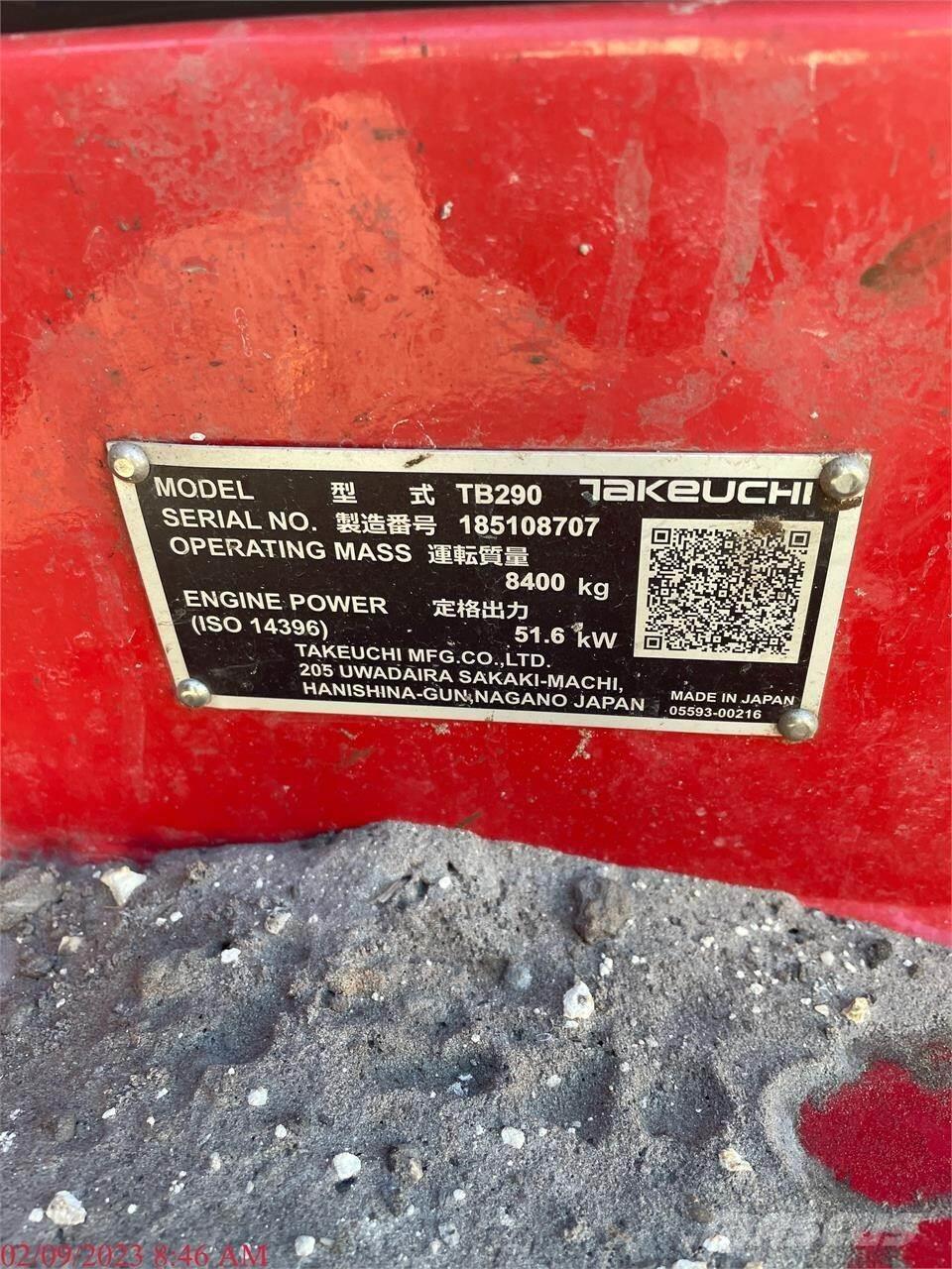 Takeuchi TB290 Excavadoras sobre orugas