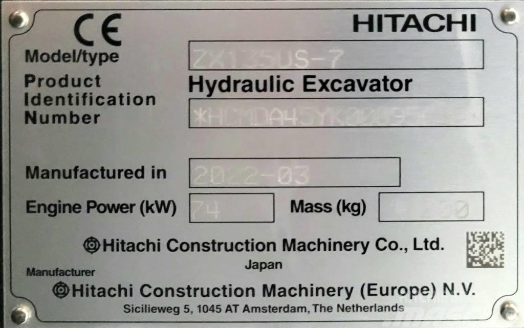 Hitachi ZX135US-7 Excavadoras sobre orugas