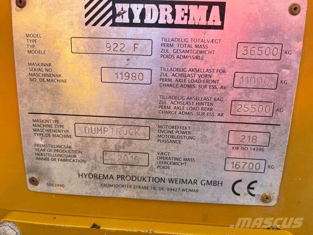 Hydrema 922 F Vehículos compactos de volteo