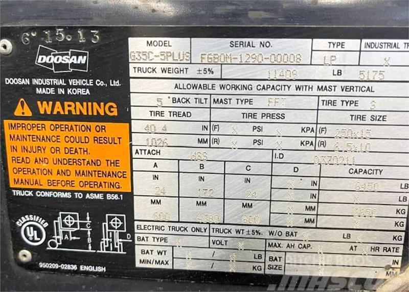 Doosan G35C-5plus Montacargas - otros