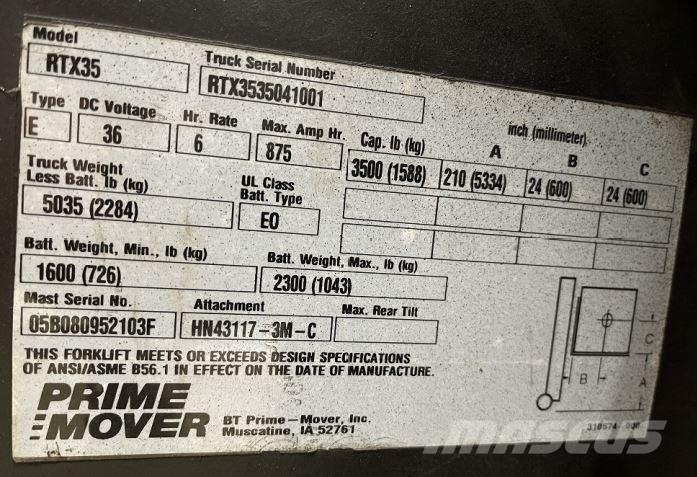  Prime Mover RTX35 Carretillas de horquilla eléctrica