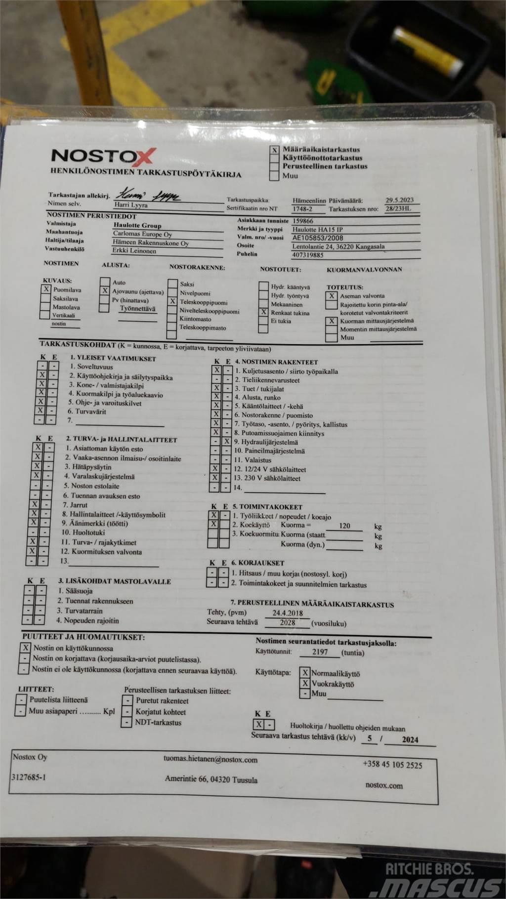 Haulotte HA15IP Plataformas con brazo de elevación manual