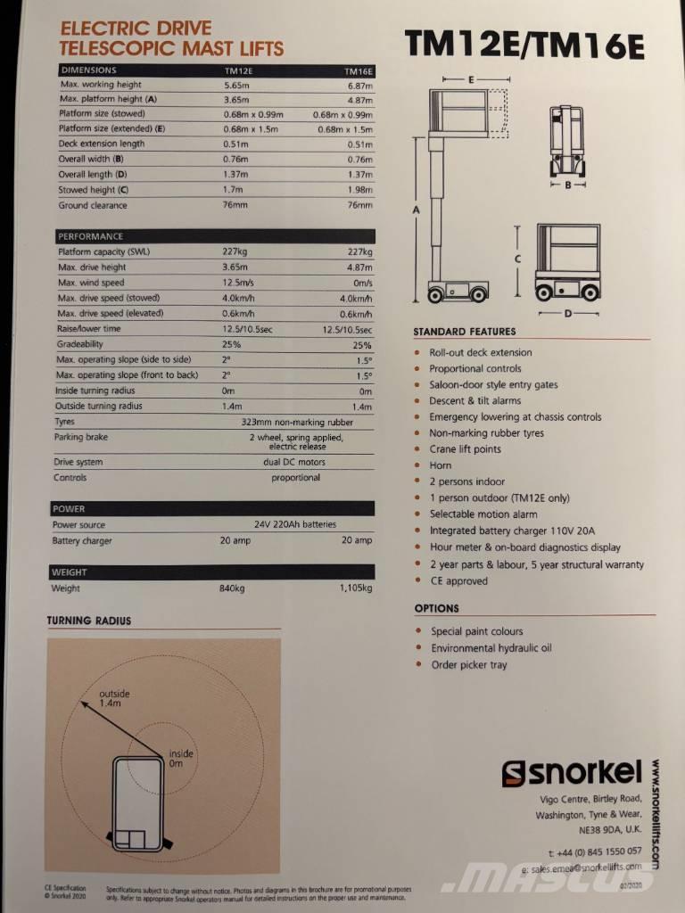 Snorkel TM 16 Plataformas con jaula de elevación