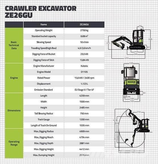 Zoomlion ZE26GU Miniexcavadoras