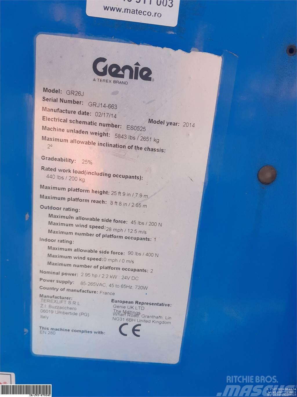 Genie GR26J Plataformas con jaula de elevación