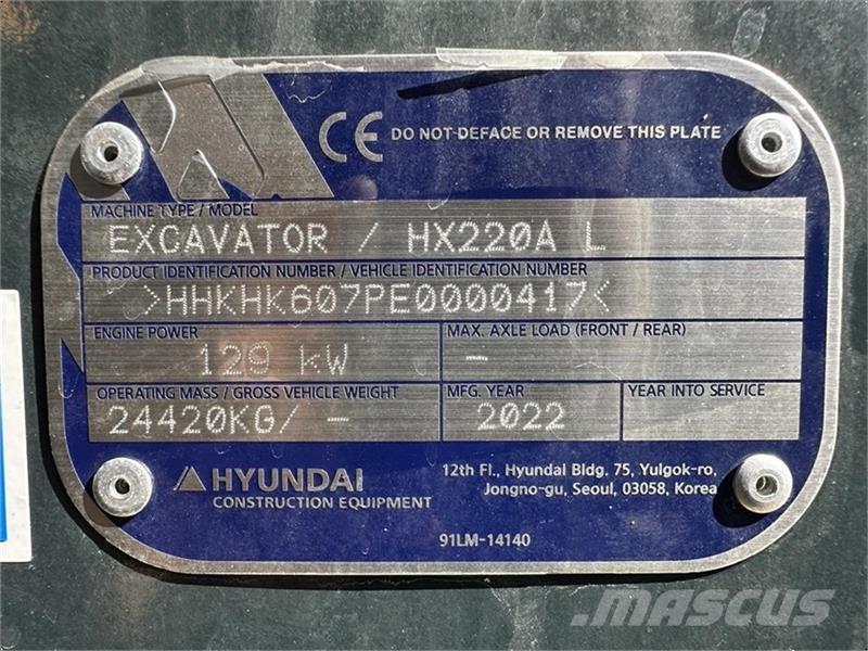 Hyundai HX220AL Fabriksny maskine til FED pris! Excavadoras sobre orugas