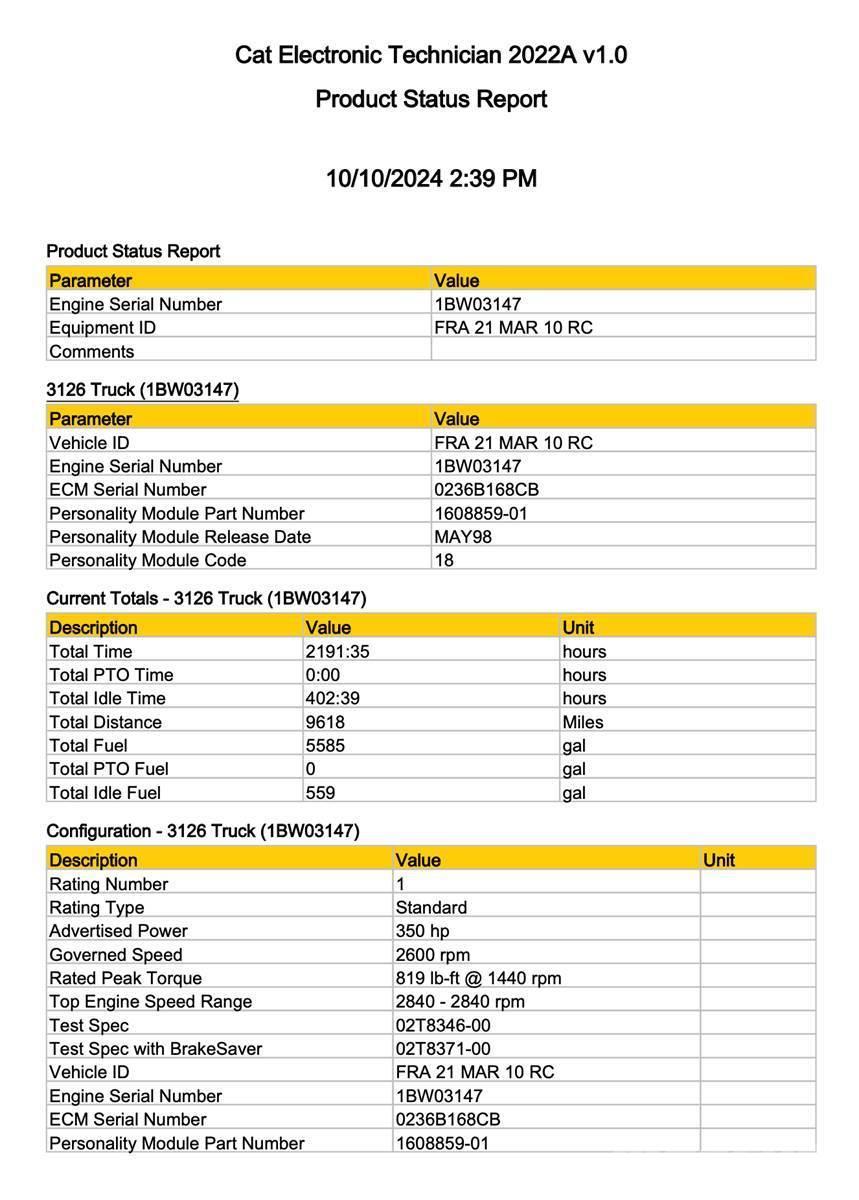 CAT 3126 Componentes electrónicos