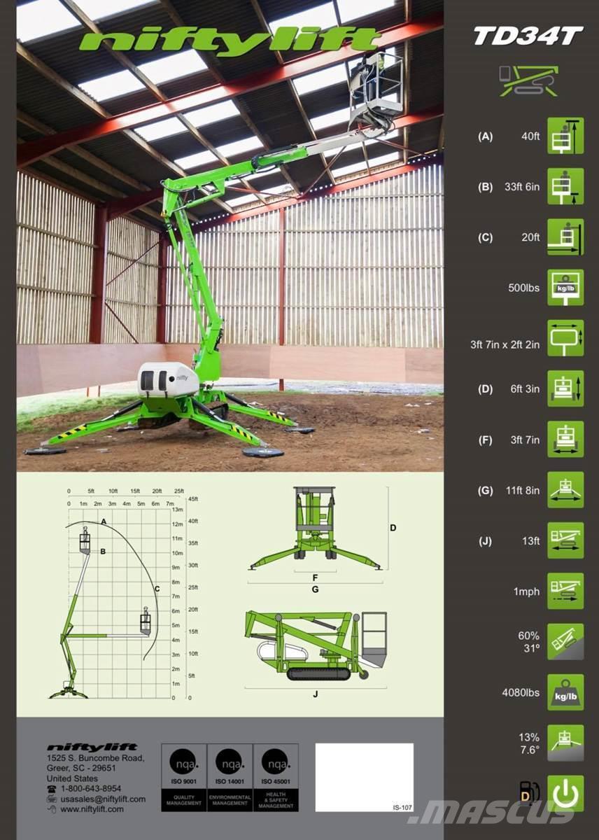 Niftylift TD34TD Plataformas con jaula de elevación