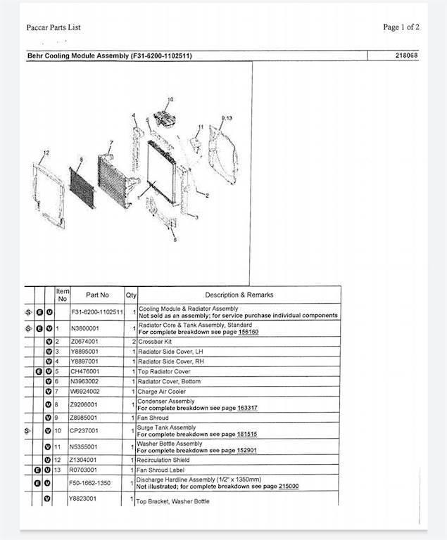 Paccar F3162001102511 Radiadores