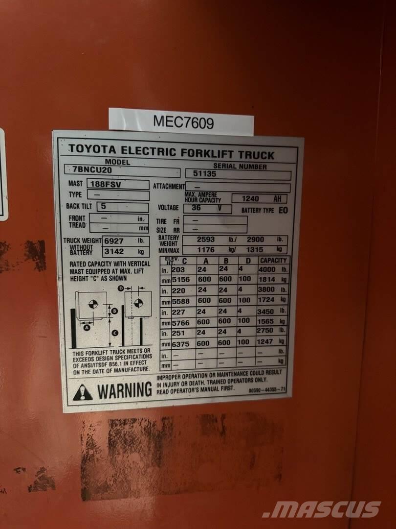 Toyota 7BNCU20 Montacargas manual