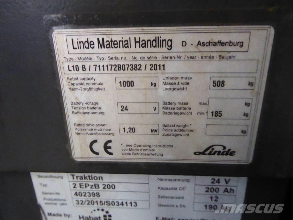 Linde L10B Montacargas manual