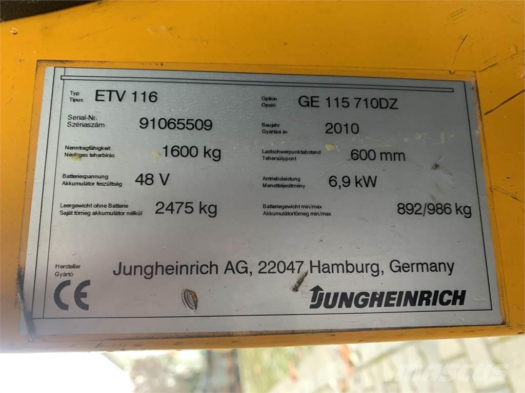 Jungheinrich ETV116 GE115710DZ V-3636 Montacargas de alcance de gran altura